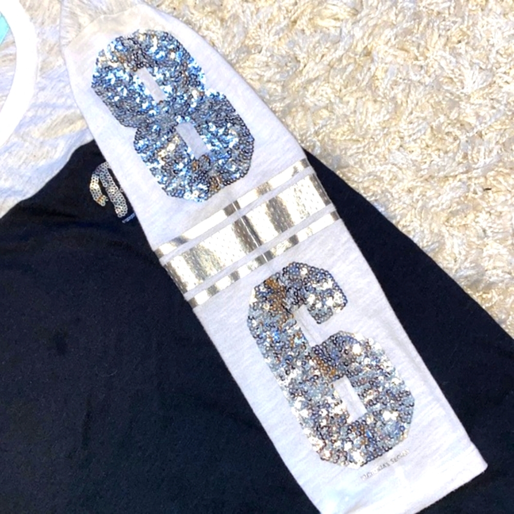 Victoria’s Secret PINK Sequin Bling 3/4 Sleeve Shirt.